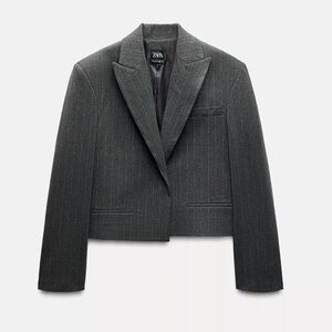 ZARA OVERSIZED PINSTRIPE SHORT JACKET BLAZER